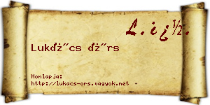 Lukács Örs névjegykártya